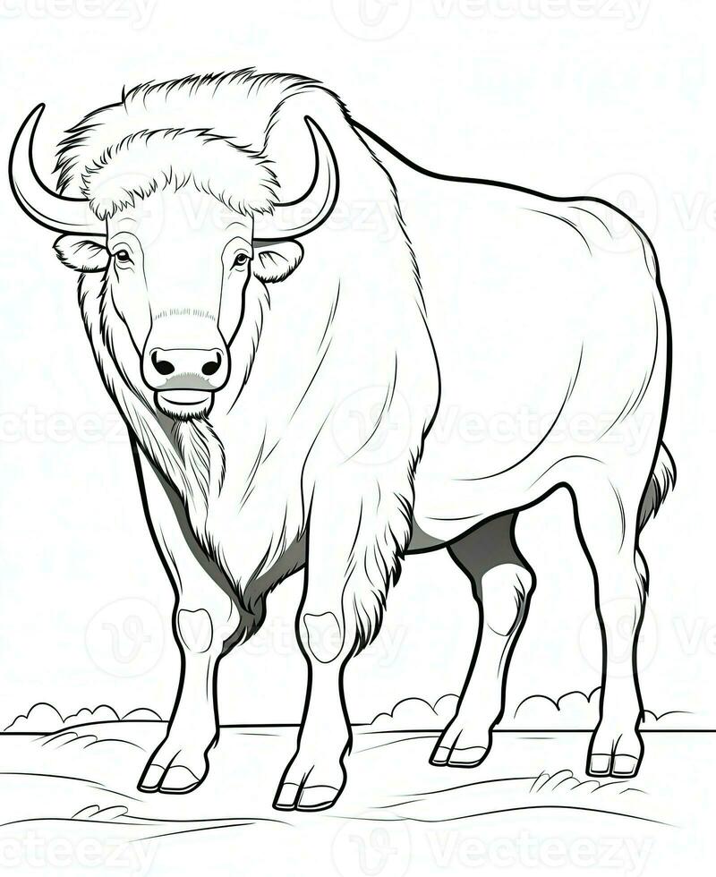 a coloring page of a bison. Generative AI photo