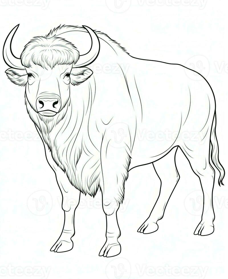 a coloring page of a buffalo. Generative AI photo