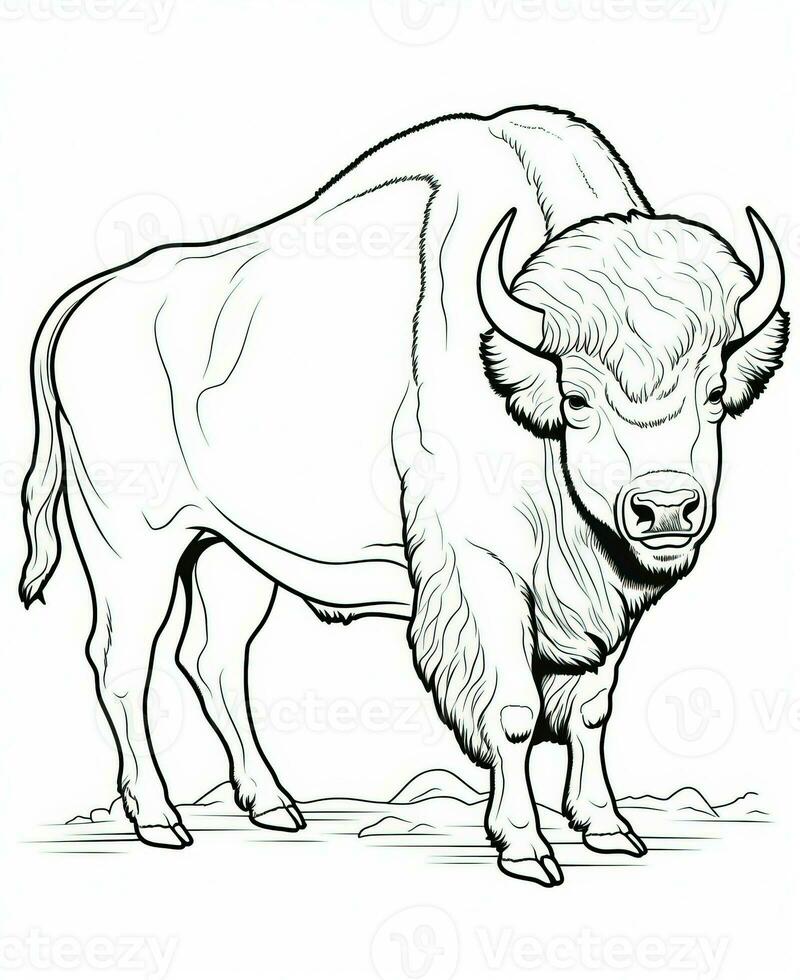 a bison coloring page. Generative AI photo