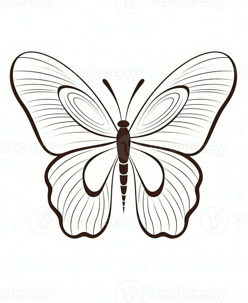 butterfly in a black and white drawing. Generative AI photo