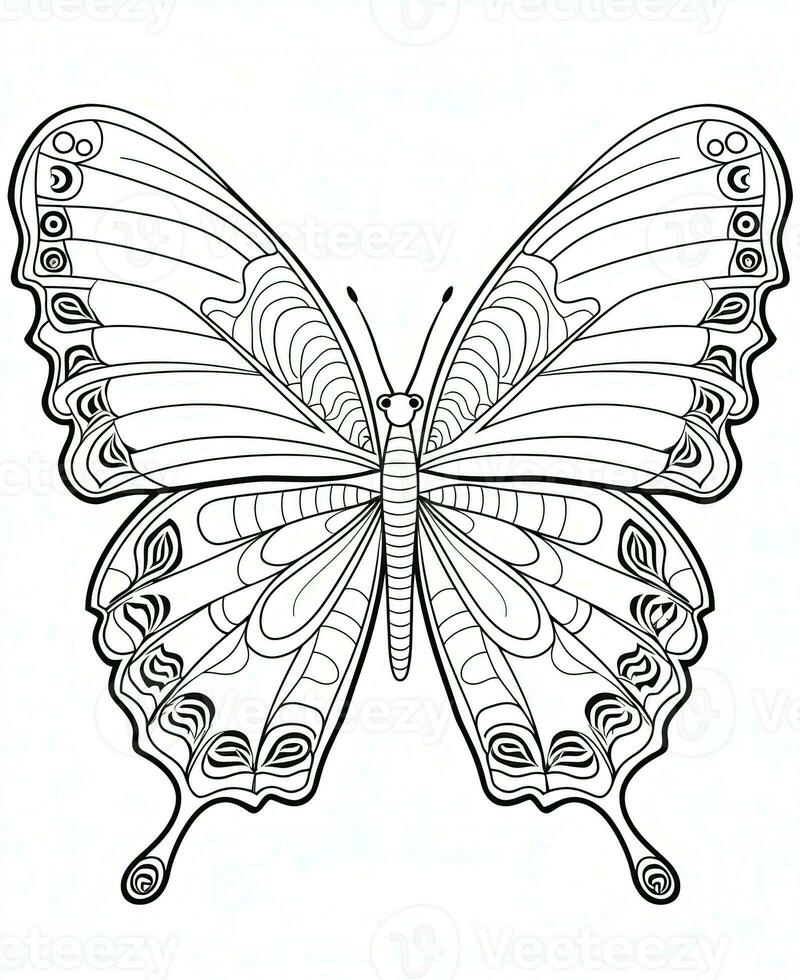 butterfly coloring pages for adults. Generative AI photo