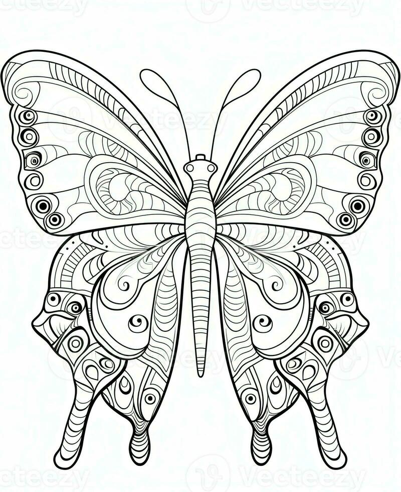 Illustration for coloring book with butterfly isolated on white ...