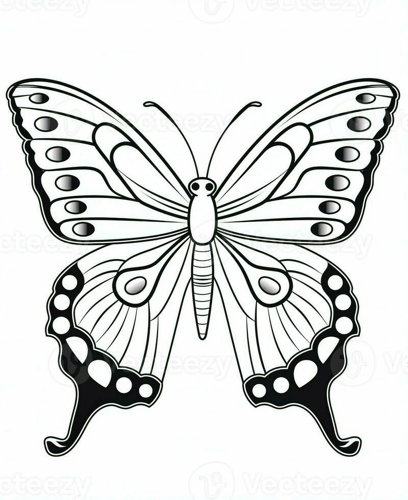 butterfly coloring pages for kids. Generative AI photo