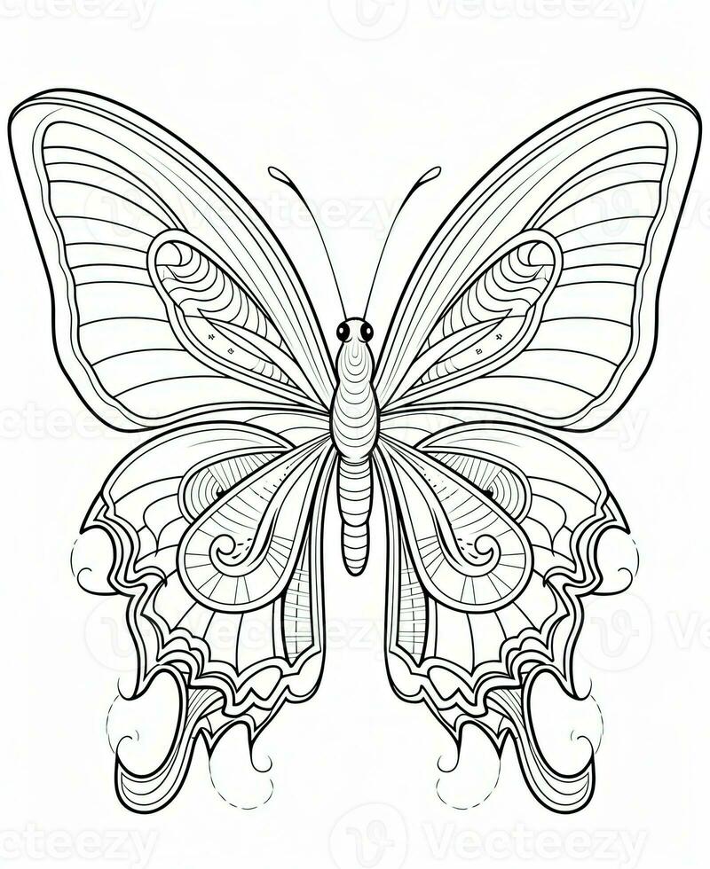 butterfly coloring pages for adults. Generative AI photo