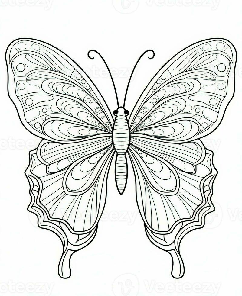 butterfly coloring pages for adults. Generative AI photo
