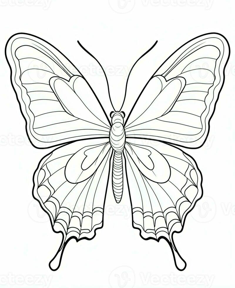butterfly coloring pages for kids. Generative AI photo