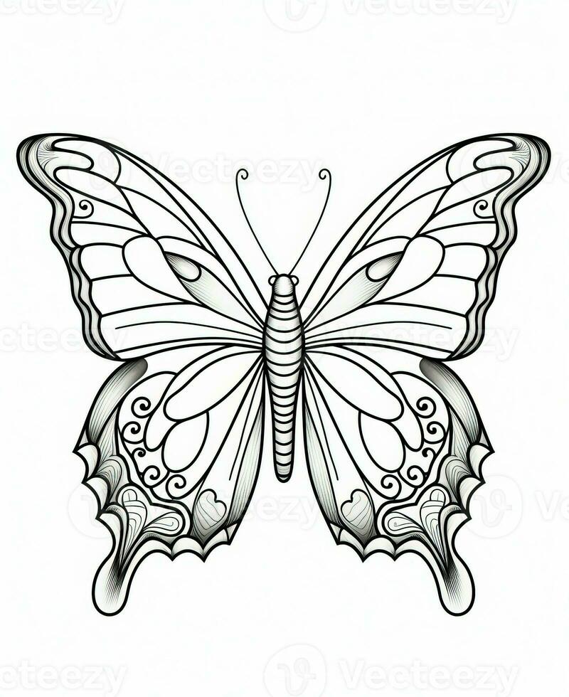 butterfly coloring pages for adults. Generative AI photo