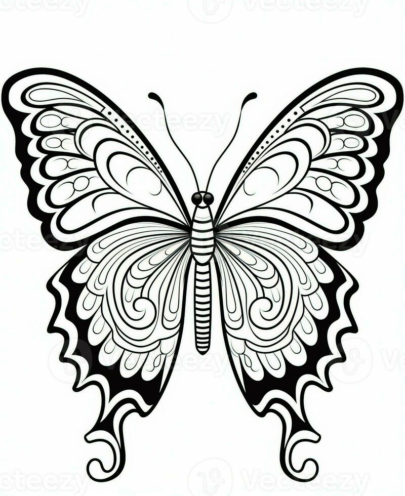 butterfly coloring pages for adults. Generative AI photo