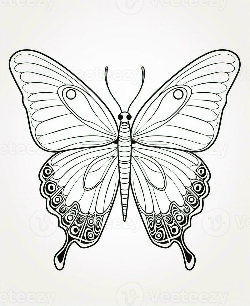 a black and white butterfly on a white background. Generative AI photo
