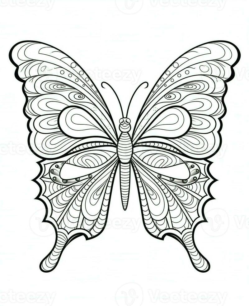 a butterfly coloring page with intricate designs. Generative AI photo
