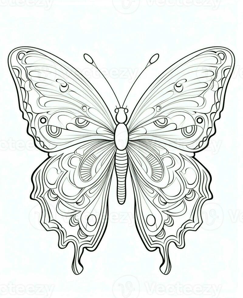 a butterfly coloring page with intricate patterns. Generative AI photo