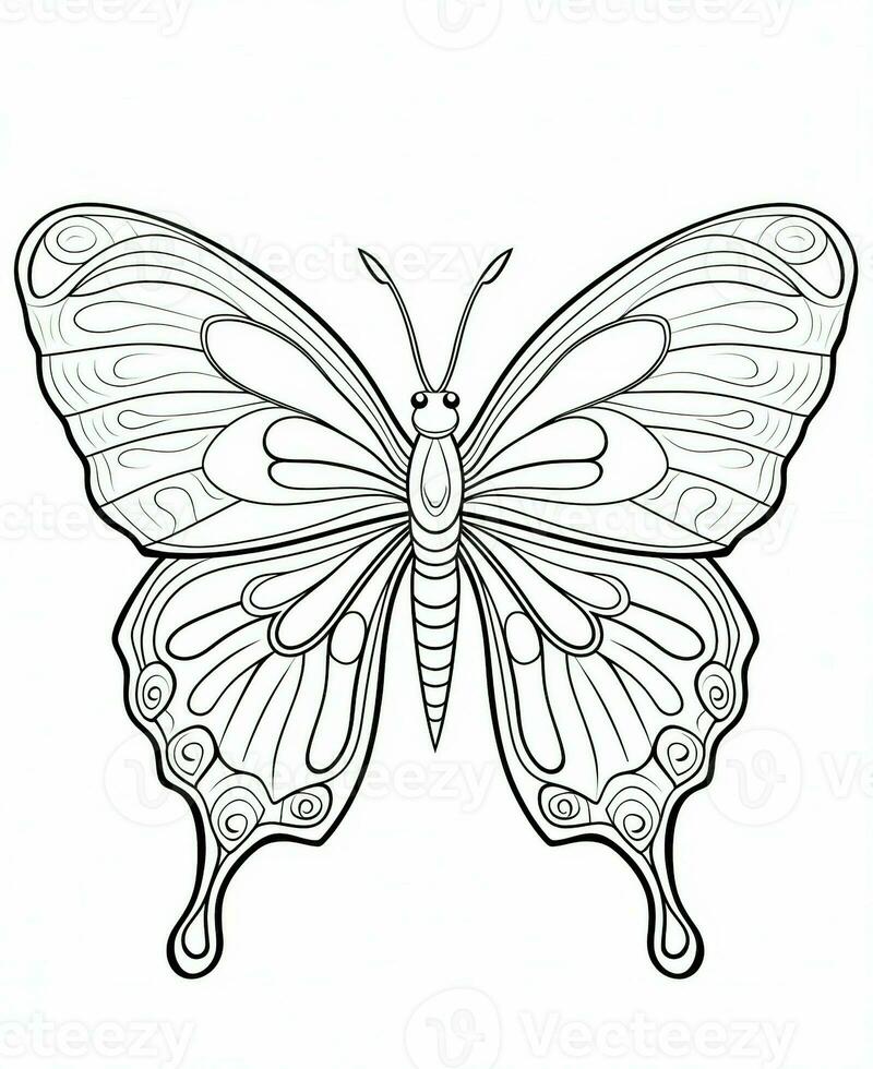 butterfly coloring pages for kids. Generative AI photo
