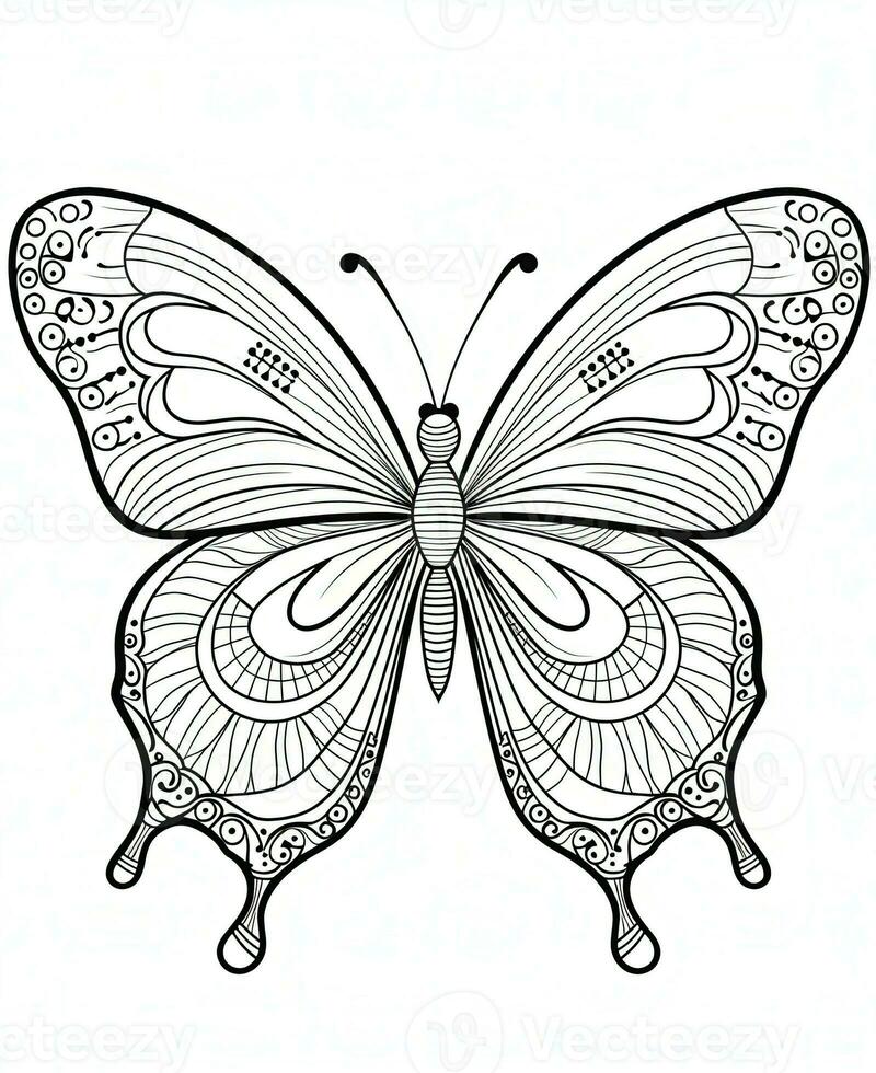 a butterfly coloring page with intricate designs. Generative AI photo