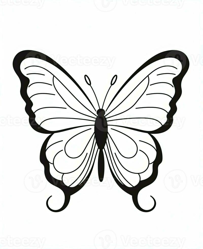 a black and white butterfly on a white background. Generative AI photo