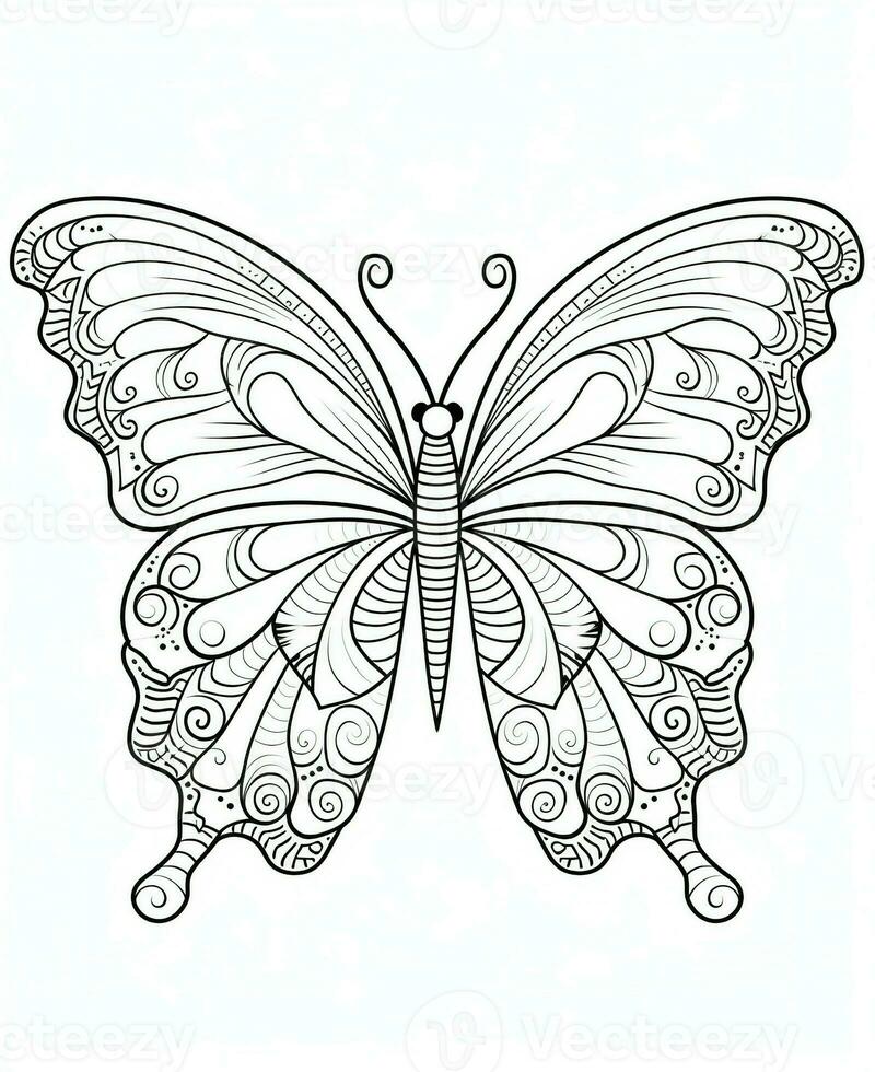 a butterfly coloring page with intricate designs. Generative AI photo