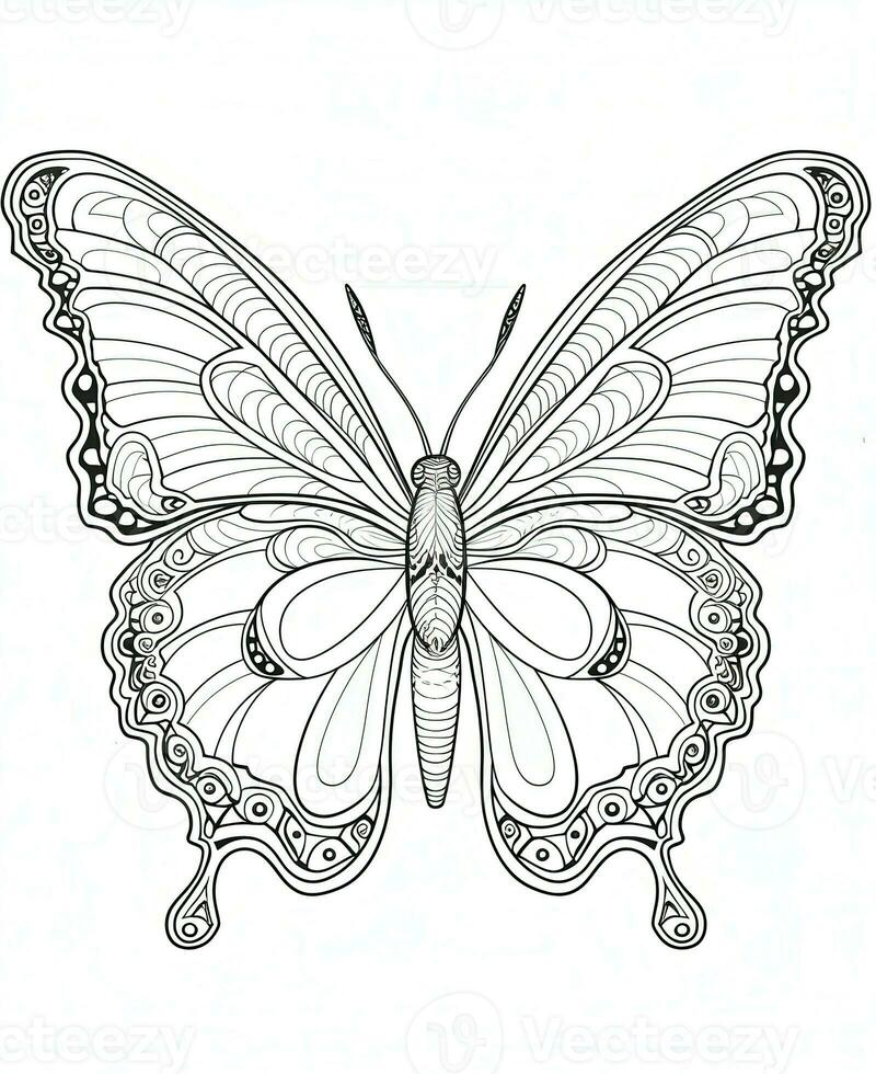 a butterfly coloring page with intricate designs. Generative AI photo
