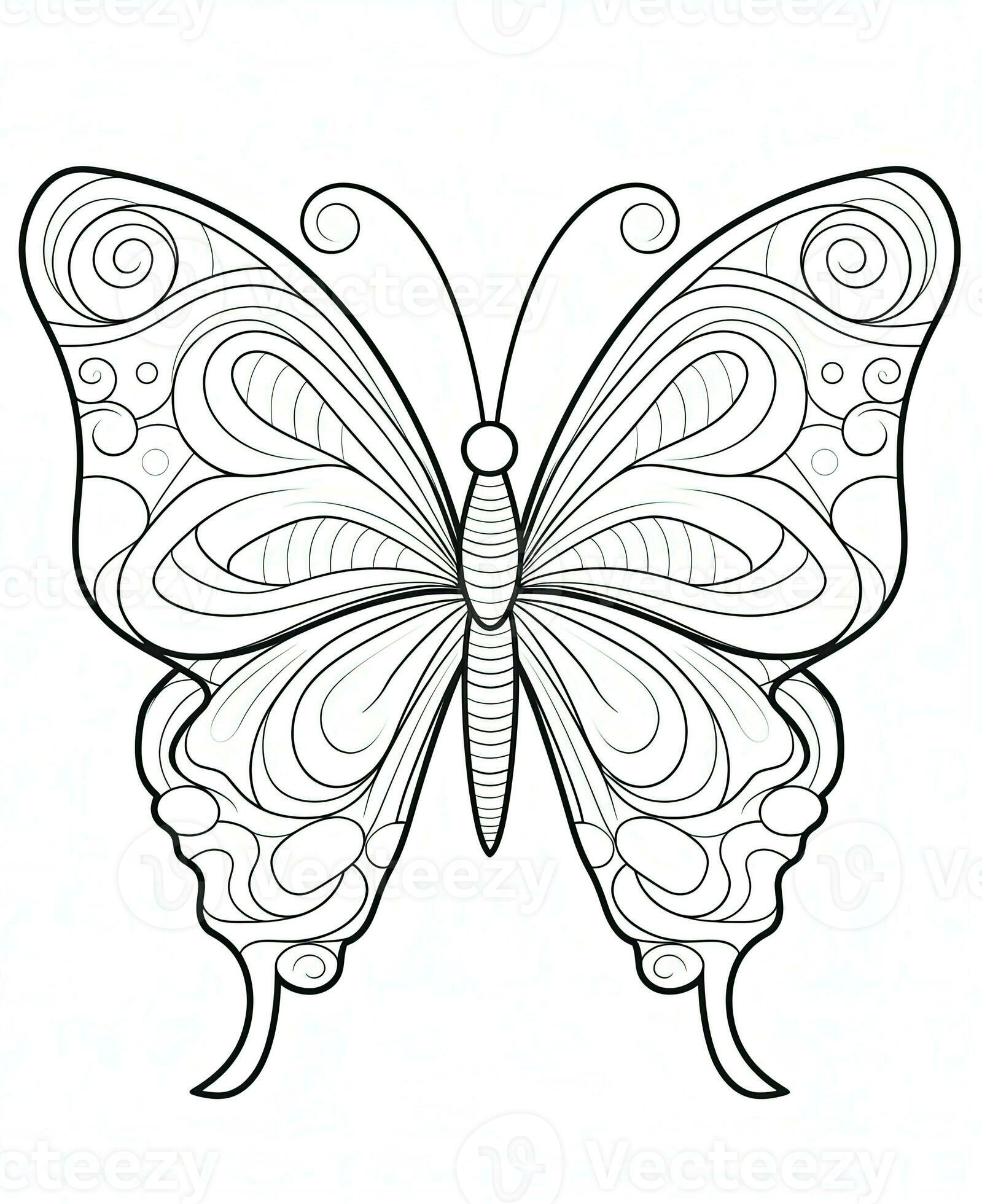 butterfly coloring page with a black and white design. Generative AI ...