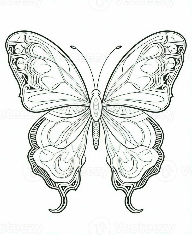 butterfly coloring pages for adults. Generative AI photo