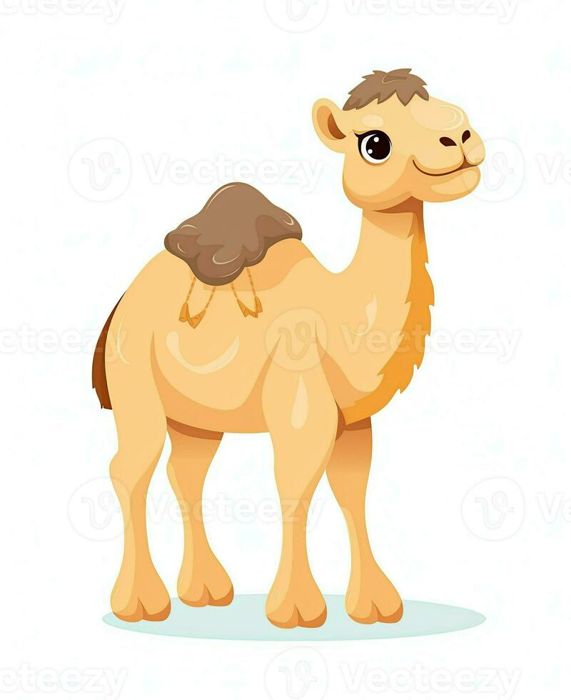 camel cartoon illustration isolated on white background. Generative AI photo
