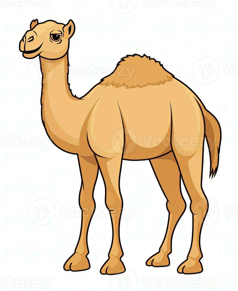 cartoon camel isolated on white background. Generative AI photo