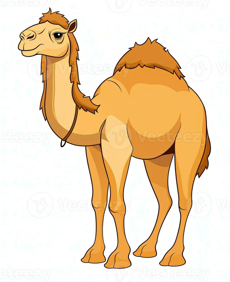cartoon camel on white background. Generative AI photo