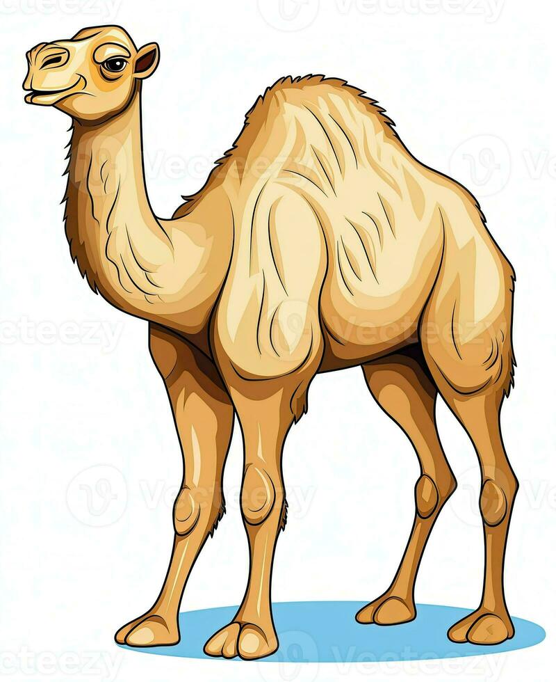 cartoon camel isolated on white background. Generative AI photo