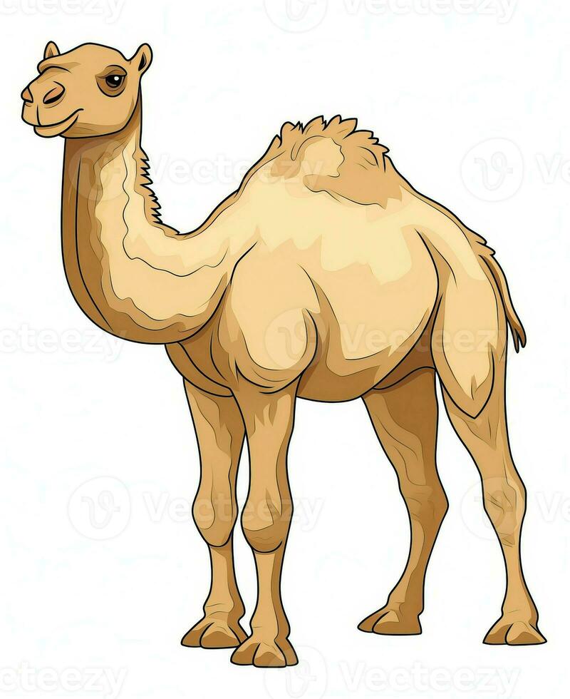 cartoon camel isolated on white background. Generative AI photo