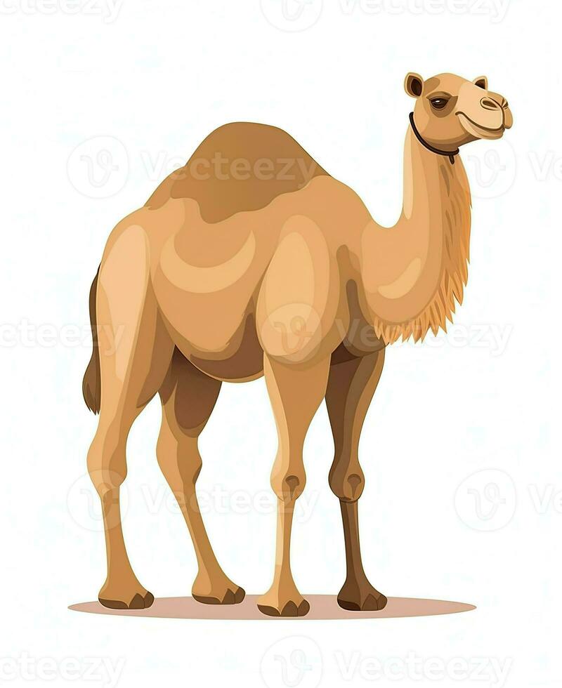a camel is standing in front of a white background. Generative AI photo