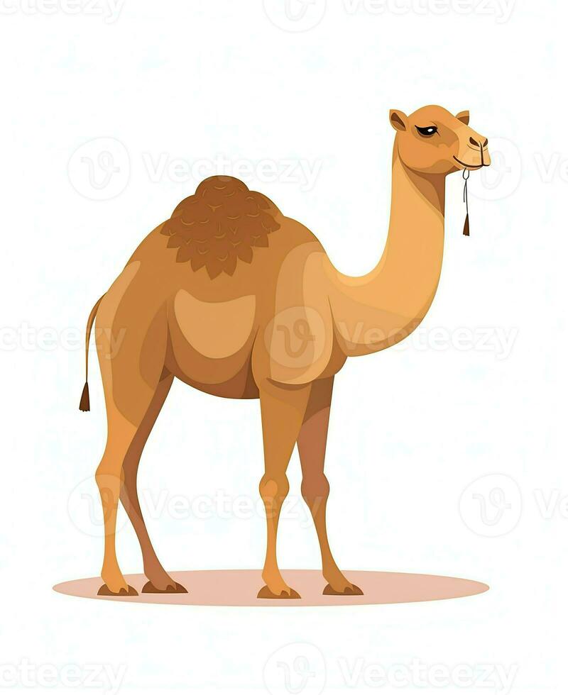 camel standing on a white background. Generative AI photo