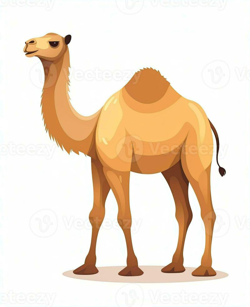 a camel is standing in front of a white background. Generative AI photo