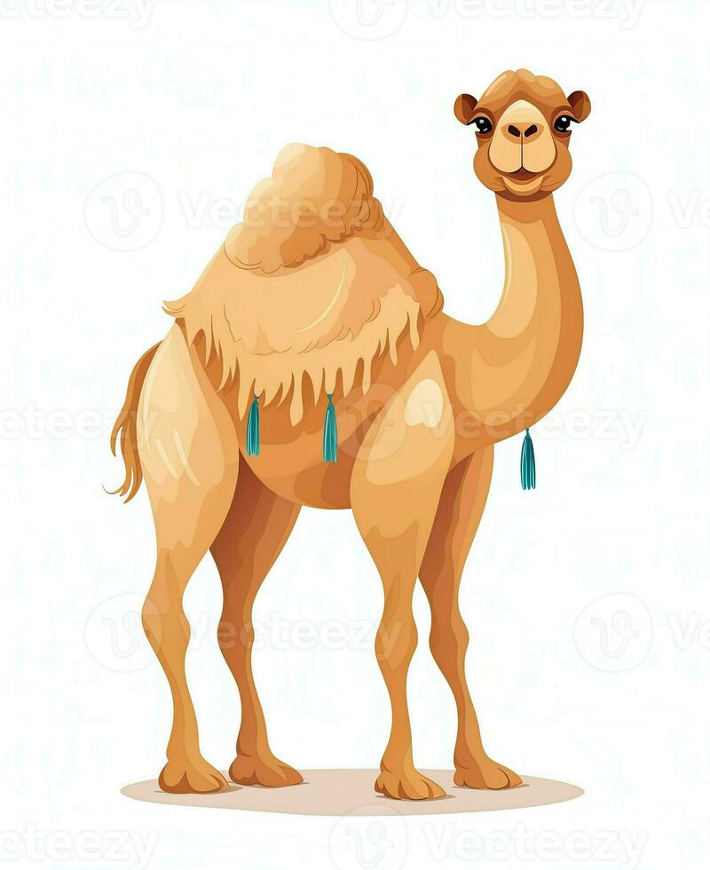 cartoon camel on white background. Generative AI photo