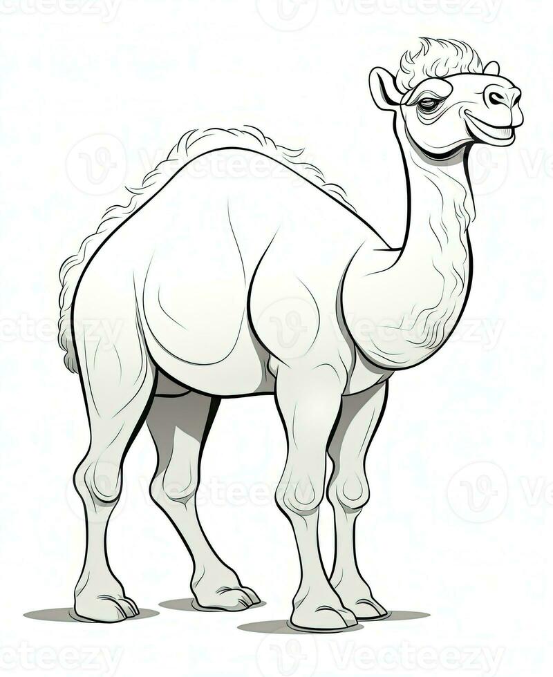 cartoon camel isolated on white background. Generative AI photo