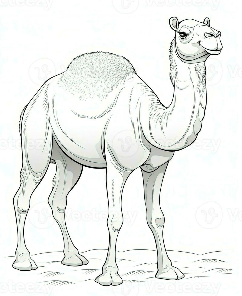a camel is standing in the sand. Generative AI photo