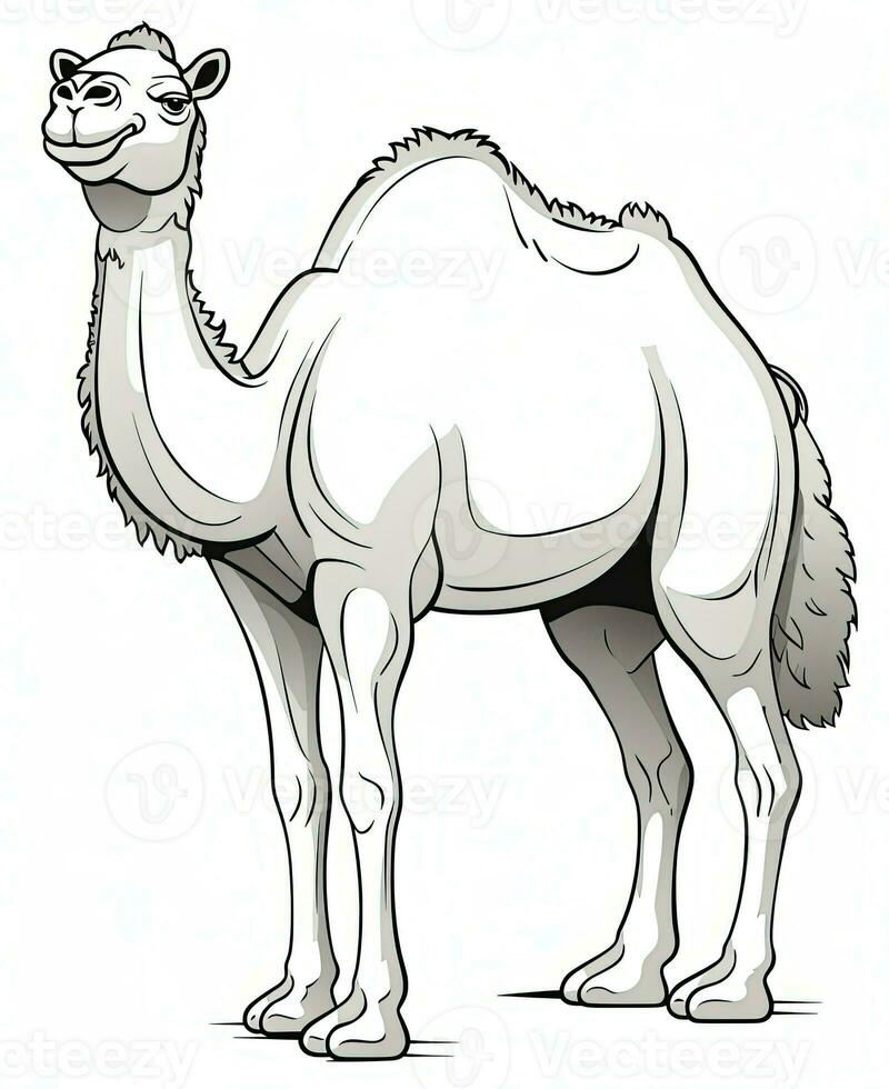 a camel is standing in front of a white background. Generative AI photo