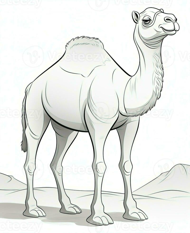 a camel is standing in the desert. Generative AI photo