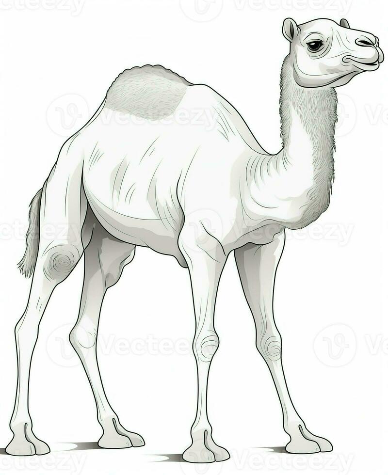 a camel is standing in front of a white background. Generative AI photo