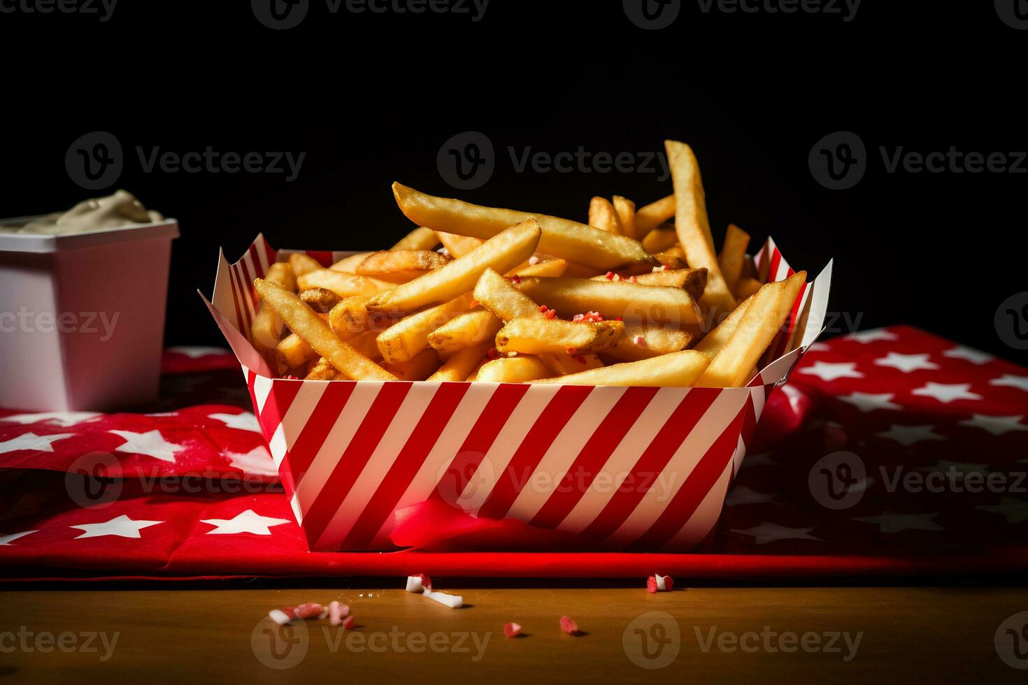 AI Generative Image of potato fries with sauce photo