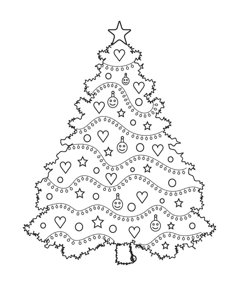 Navidad adornos conjunto con pelotas, copos de nieve, sombreros, estrella, Navidad árbol, naranja, calcetín, regalo, bebida y guirnaldas vector