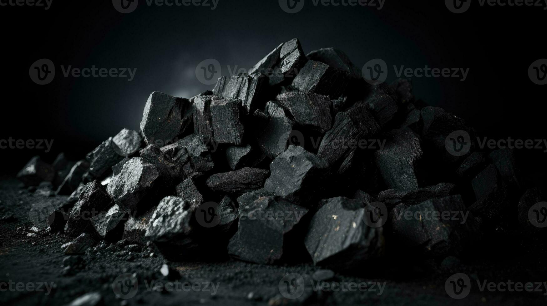 Coal mineral black as a cube stone background. Coal texture photo