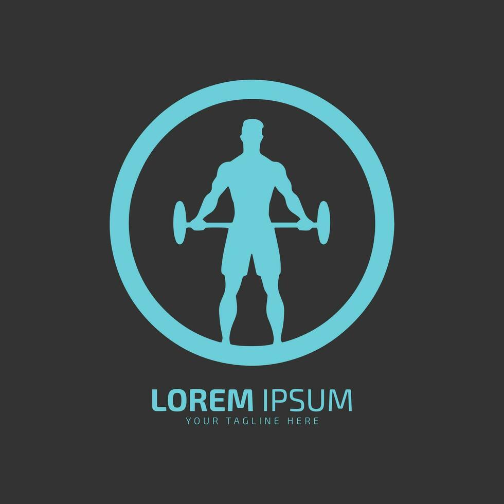 Minimal and abstract logo of gym vector man icon fitness isolated template design gym club