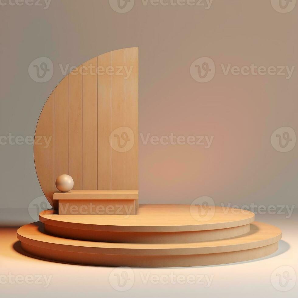 wooden podium minimalist generative ai photo
