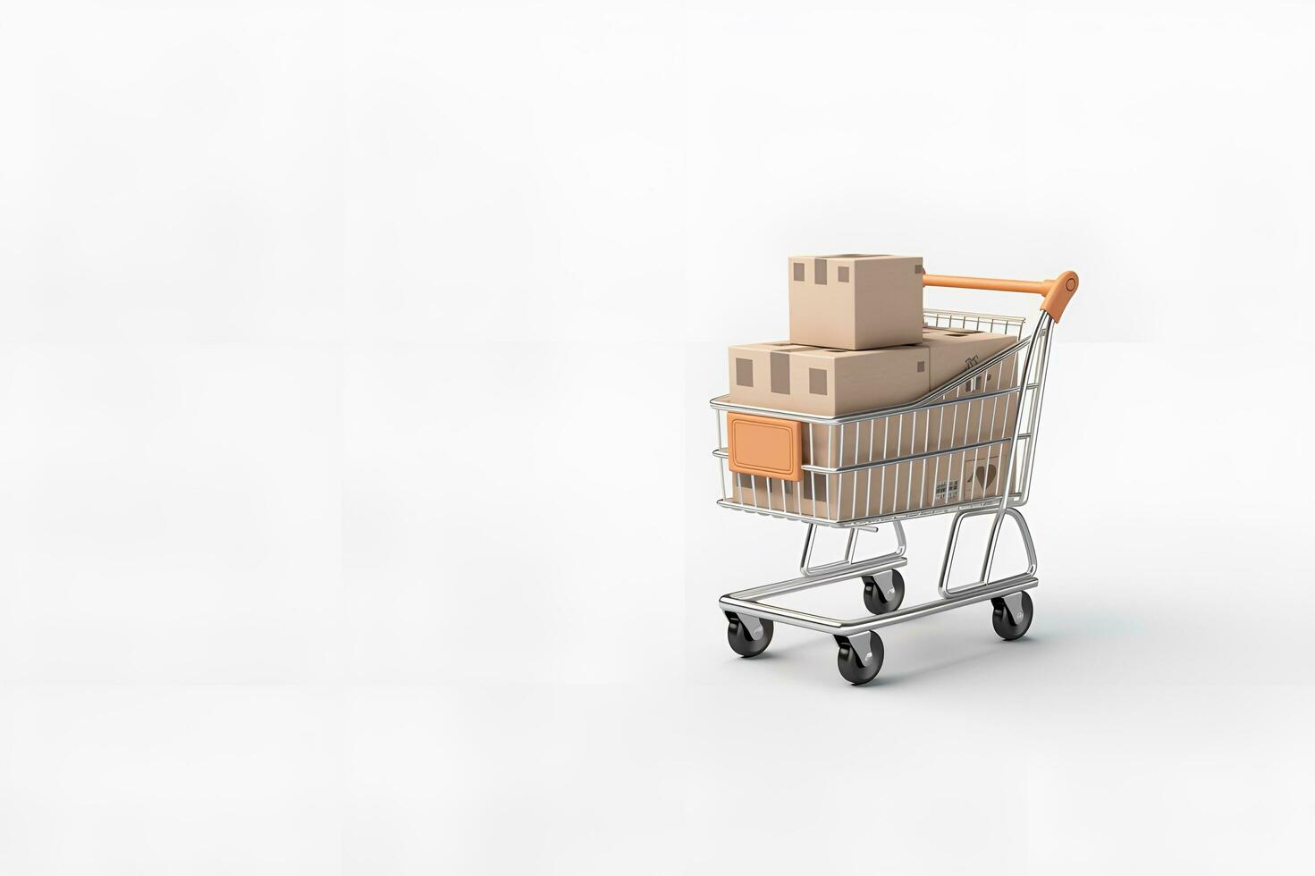 shopping trolley full of electronic boxes on white background copy space ai generative photo