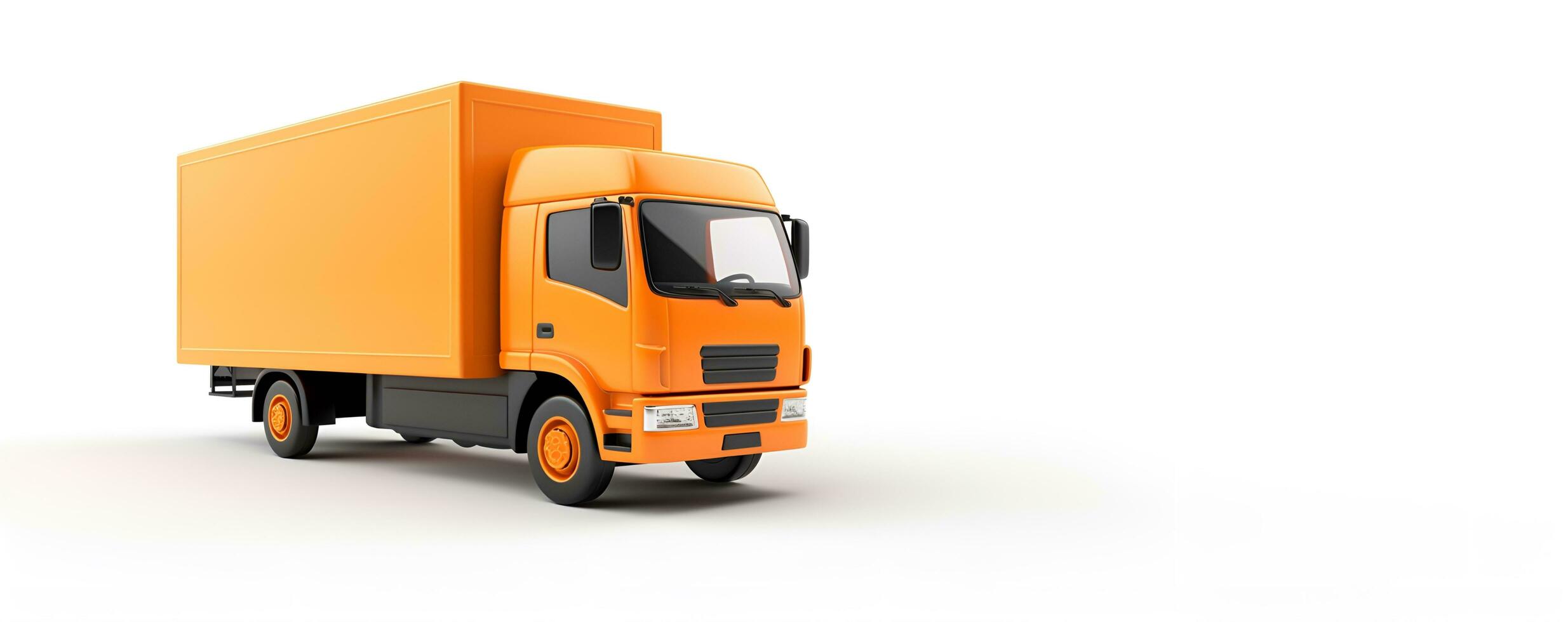 paquete o empaquetar entrega postal camión naranja color con blanco antecedentes Copiar espacio, ai generativo foto