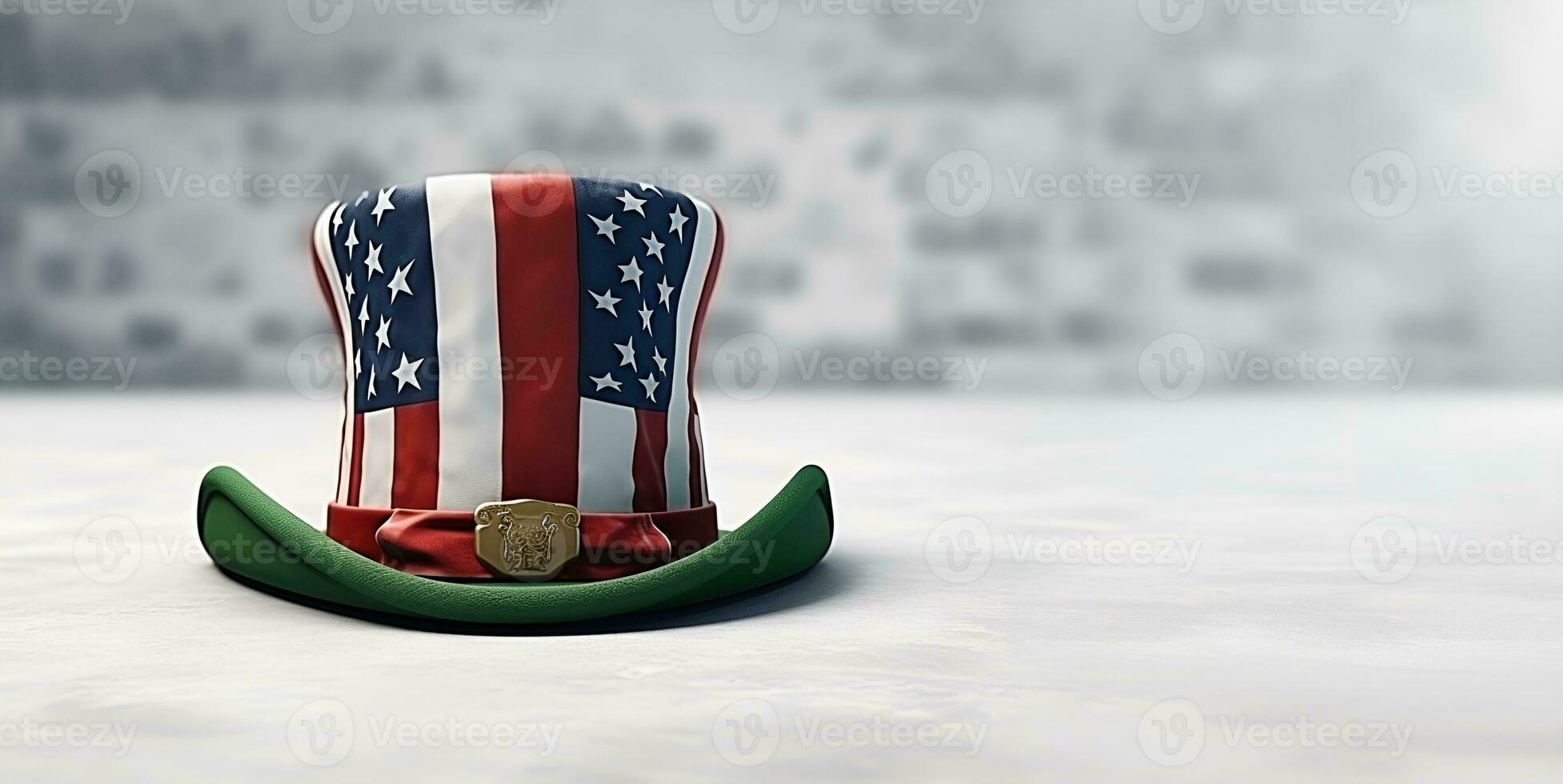 uncle sam hat with american flag pattern white background copy space, ai generative photo