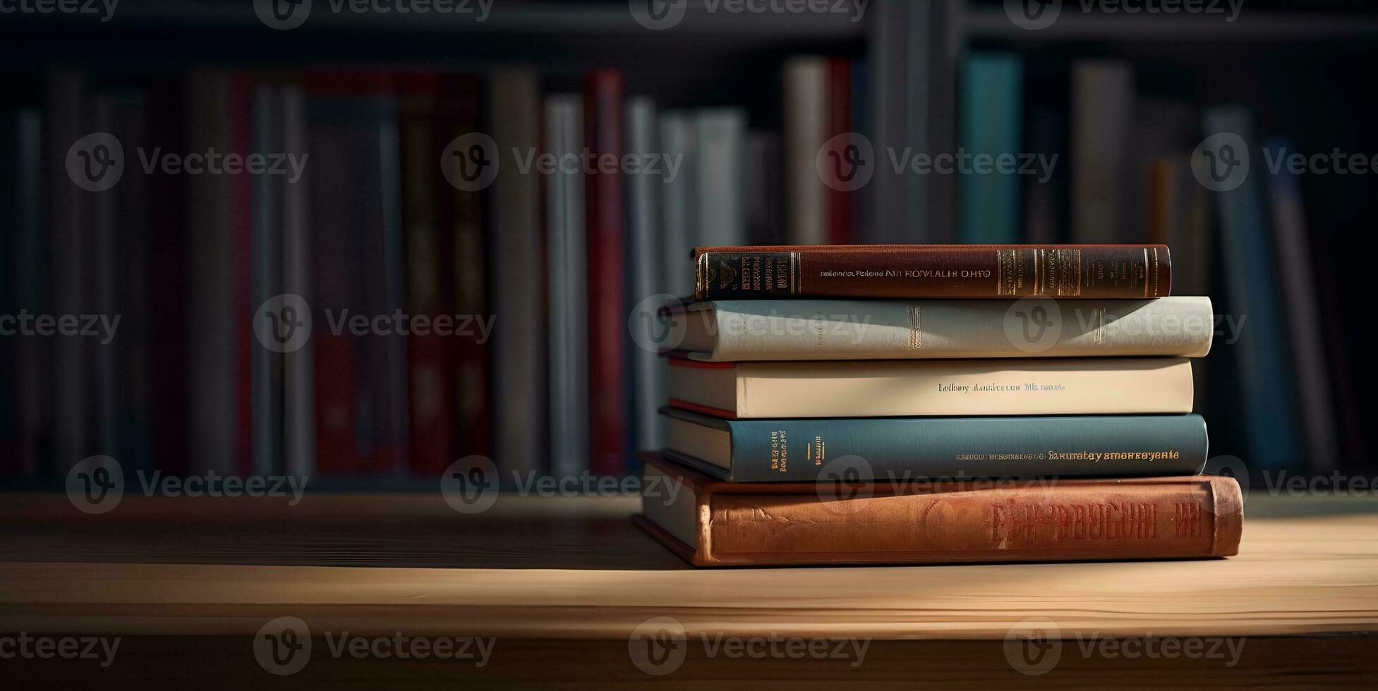 pile of books on the table copy space ai generative photo