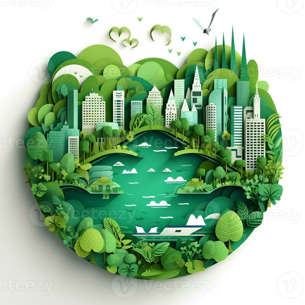 papercut go green building greening returns to nature, ai generative photo