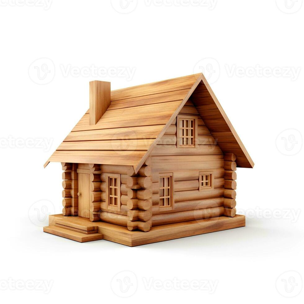 miniature wooden house on a white background, ai generative photo