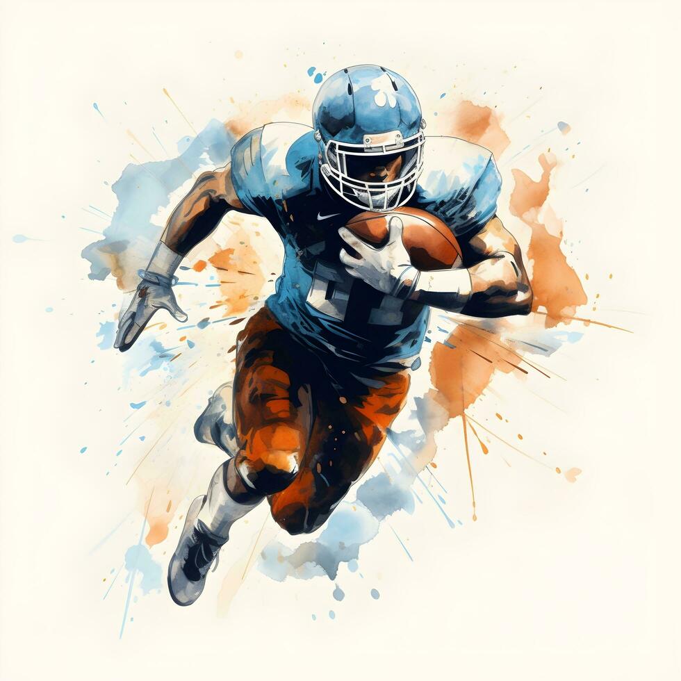 american football player with ink paint art, generative ai photo