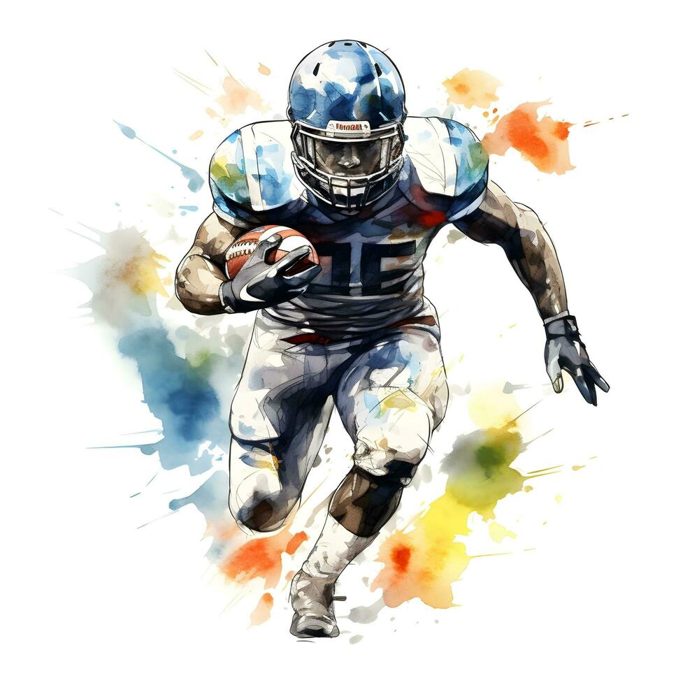 american football player with ink paint art, generative ai photo