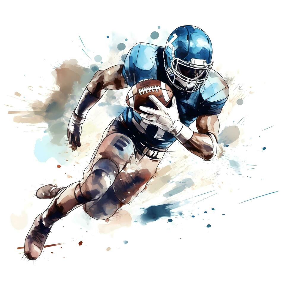 american football player with ink paint art, generative ai photo